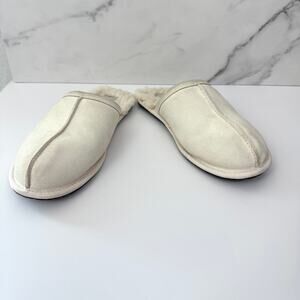 UGG Womens Pearle UGGplush Scuff Slipper Size 8 Suede Wool Blend Cream
